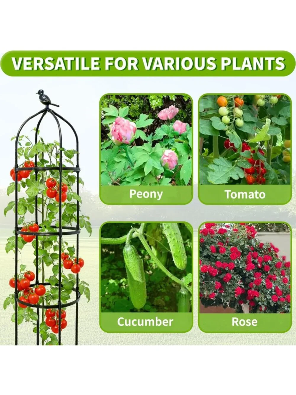 2-Pack 6.7FT Adjustable Metal Garden Trellis for Climbing Plants & Vines